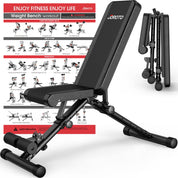 JOROTO Verstellbare Hantelbank Klappbare Bauch Folding Flach Einstellbar Trainingsbank mit 318 kg Belastung für Zuhause, Bankdrücken Bank mit Ein-Knopf-Faltdesign (Modell:MD35)