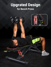 YOLEO 400KG Hantelbank Klappbar Für Professionelles Kraftraining,Schrägbank Hantelbank besser geeignet für Profi,Verstellbar 10Fach Rückenlehnen/ 3Fach Sitz&Fußkissenpositionen