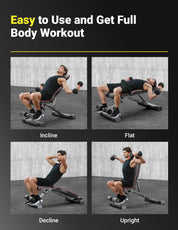 YOLEO 300kg Klappbare Hantelbank Multifunktion mit Erweiterte Rücken und Kopf und Wirbelsäulenstütze, Training Fitness Bank Bauchtrainer Schrägbank mit 10-Fach Verstellbarer Rückenlehne