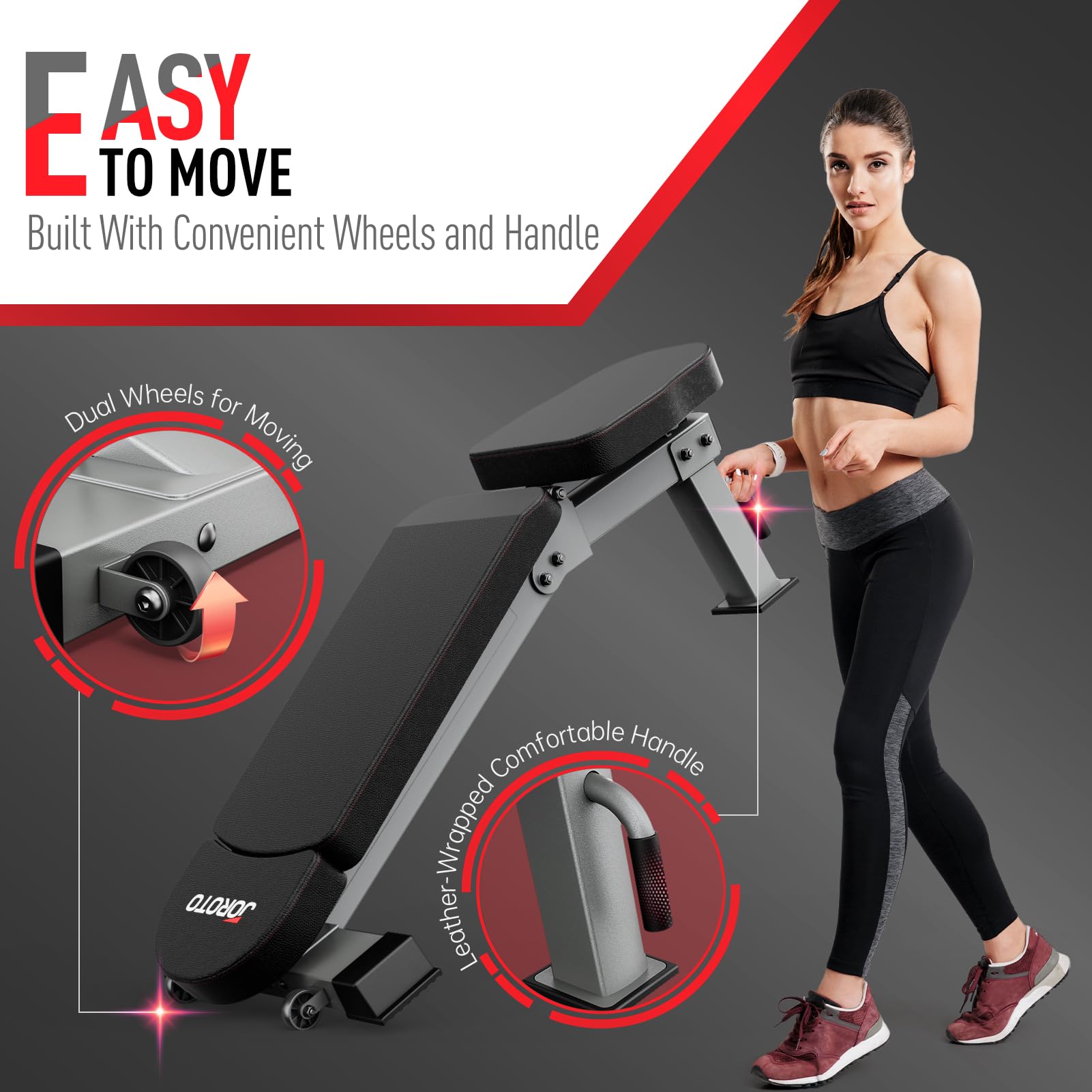 JOROTO Premium Hantelbank | Praktische Fitnessbank, geeignet als Schrägbank & Flachbank Bankdrücken Bank für Ganzkörpertraining | MD80, Folding Flach Einstellbar Bauch