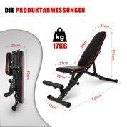 Profihantel | Klappbare Deluxe Hantelbank | Platzsparend & schnell klappbar | 21-fach verstellbare Schrägbank | Extreme Belastbarkeit 550 kg | Mit Beinhalterung | Faltbare und stabile Trainingsbank