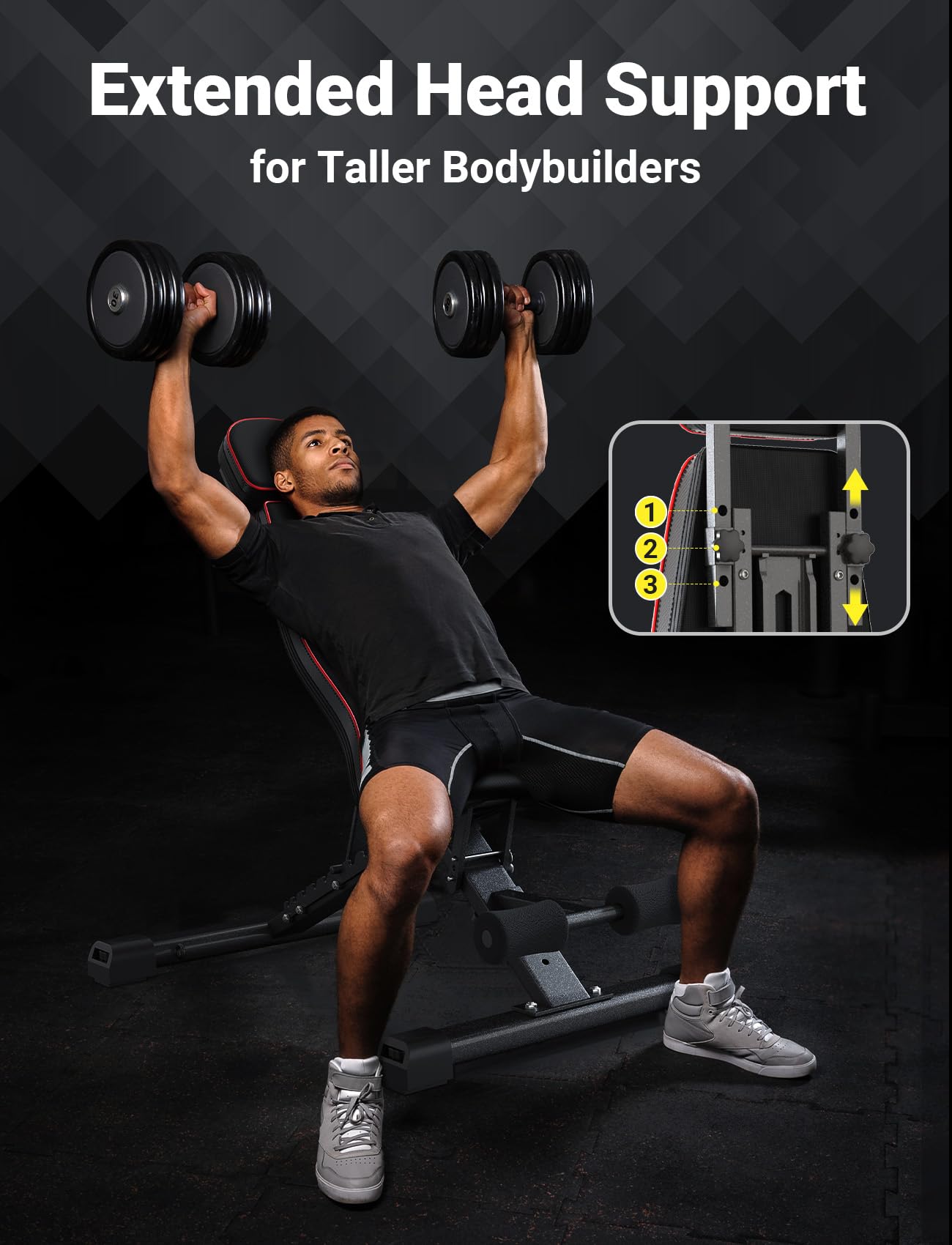 YOLEO 400KG Hantelbank Klappbar Für Professionelles Kraftraining,Schrägbank Hantelbank besser geeignet für Profi,Verstellbar 10Fach Rückenlehnen/ 3Fach Sitz&Fußkissenpositionen