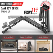 JOROTO Verstellbare Hantelbank Klappbare Bauch Folding Flach Einstellbar Trainingsbank mit 318 kg Belastung für Zuhause, Bankdrücken Bank mit Ein-Knopf-Faltdesign (Modell:MD35)