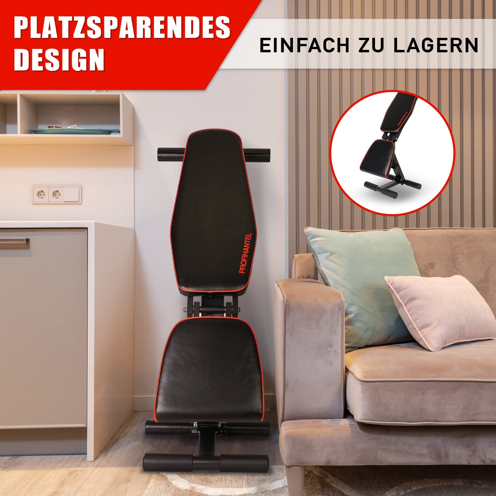 Profihantel | Premium Line Hantelbank – Vielfach verstellbare Schrägbank | Extreme Belastbarkeit 550 kg | 21 Trainingspositionen | Mit Beinhalterung | Inklusive Trainingsratgeber zur Trainingsbank