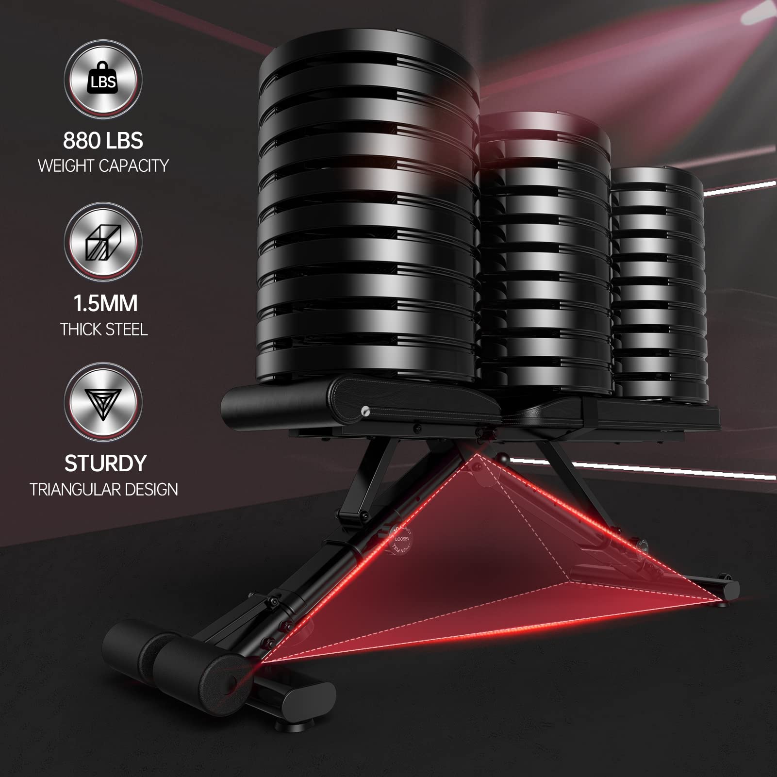 PASYOU Verstellebare Hantelbank mit 90 Grad Multifunktions Trainingsbank Schrägbank Schnell Zusammenklappbare Bankdrücken Bank für Zuhause 400KG Gewichtbelastung Langhantelablage