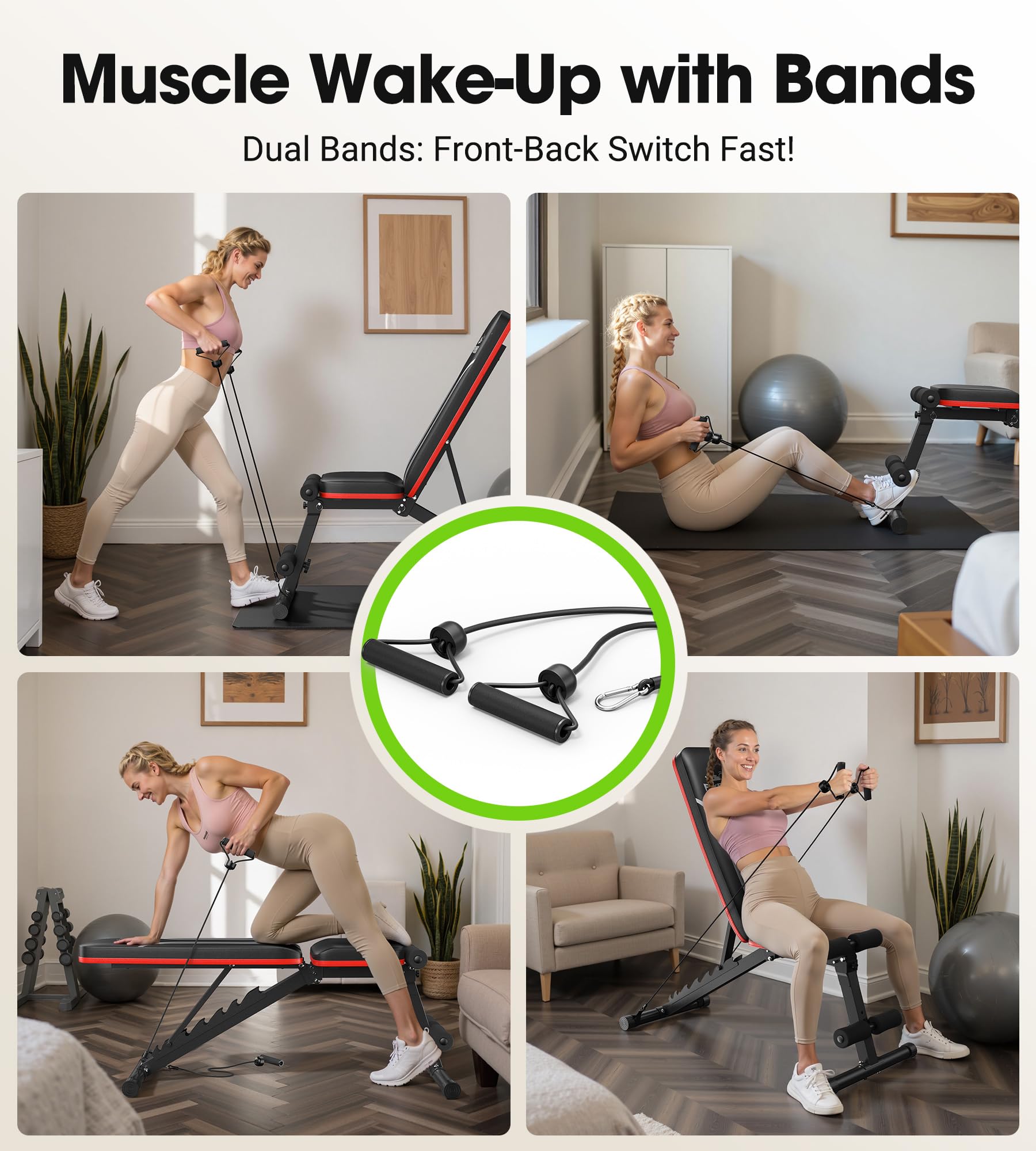 FLYBIRD Multifunktionale Hantelbank, 8-Fach Verstellbare Rückenlehne/3-Fach Verstellbare Fußstütze, 317 kg Belastbarkeit, Klappbare Trainingsbank mit 90° für das Heim-Fitnessstudio