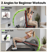 FLYBIRD Multifunktionale Hantelbank, 8-Fach Verstellbare Rückenlehne/3-Fach Verstellbare Fußstütze, 317 kg Belastbarkeit, Klappbare Trainingsbank mit 90° für das Heim-Fitnessstudio