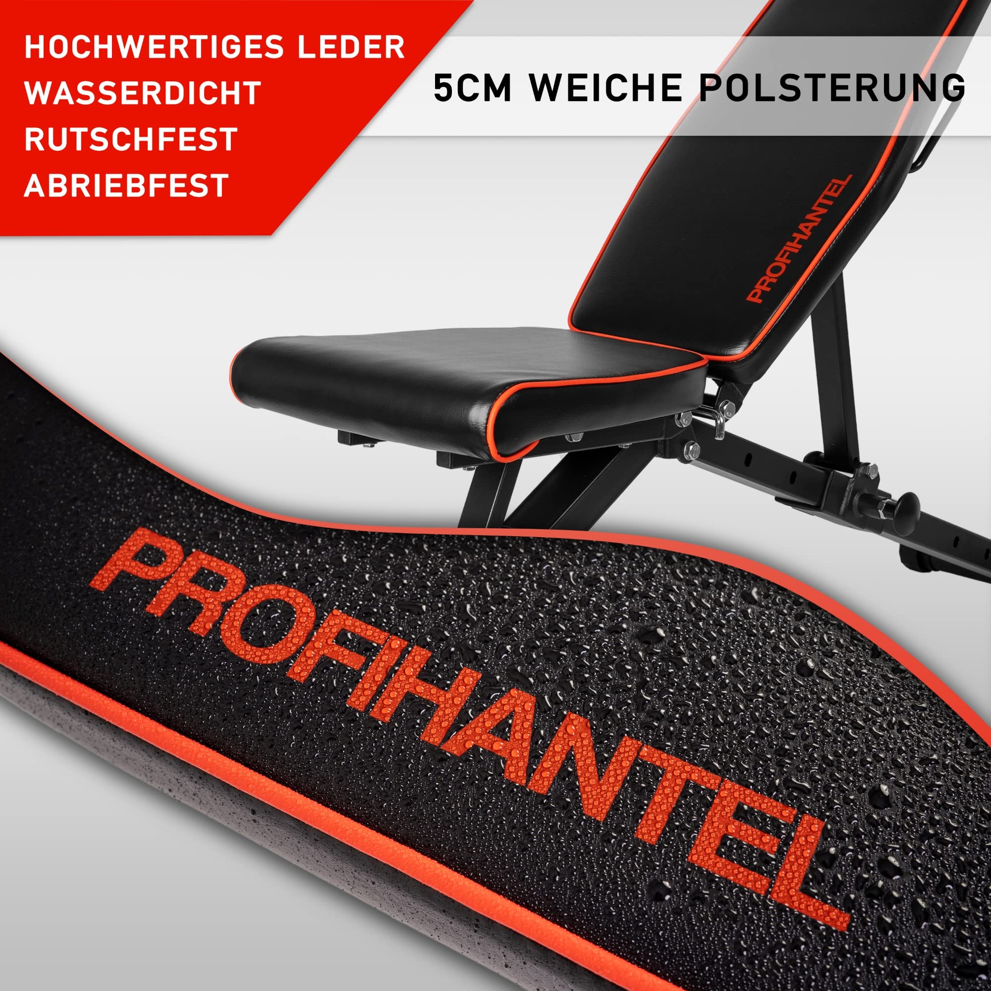 Profihantel | Klappbare Deluxe Hantelbank | Platzsparend & schnell klappbar | 21-fach verstellbare Schrägbank | Extreme Belastbarkeit 550 kg | Mit Beinhalterung | Faltbare und stabile Trainingsbank